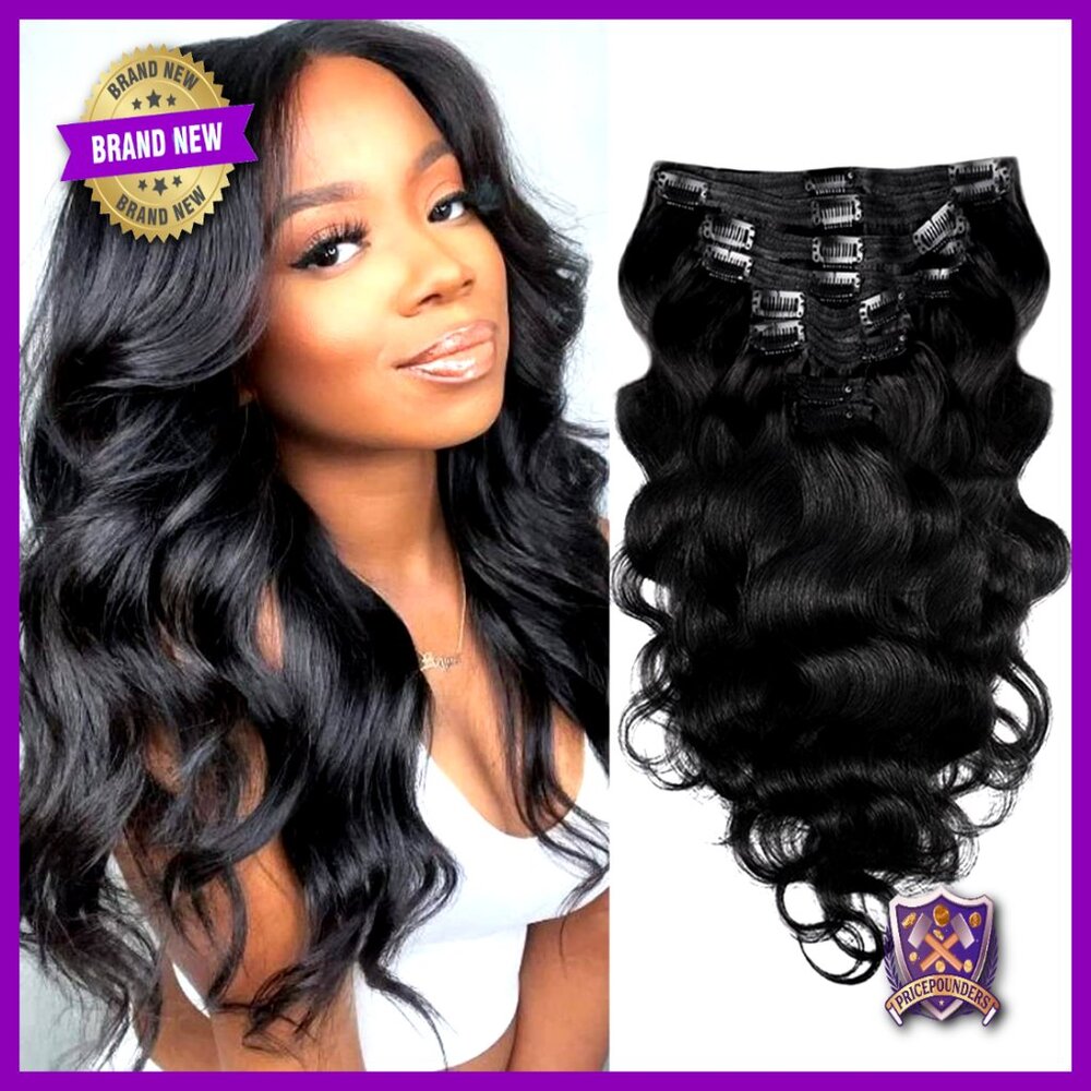 Body Wave Clip In Hair Extensions Real Human Hair 14 Inch Soft Natural
